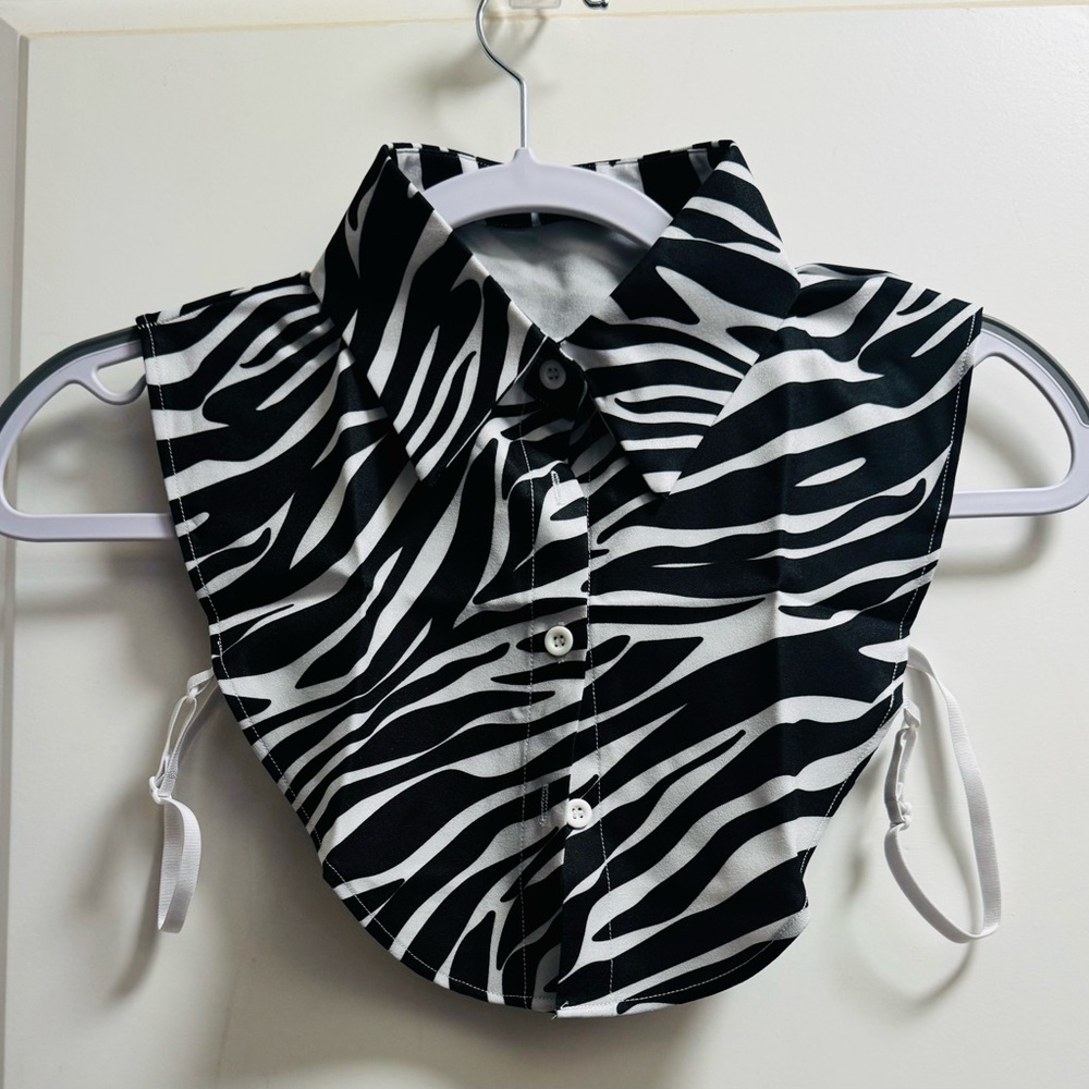 Zebra Print Fake Shirt Collar